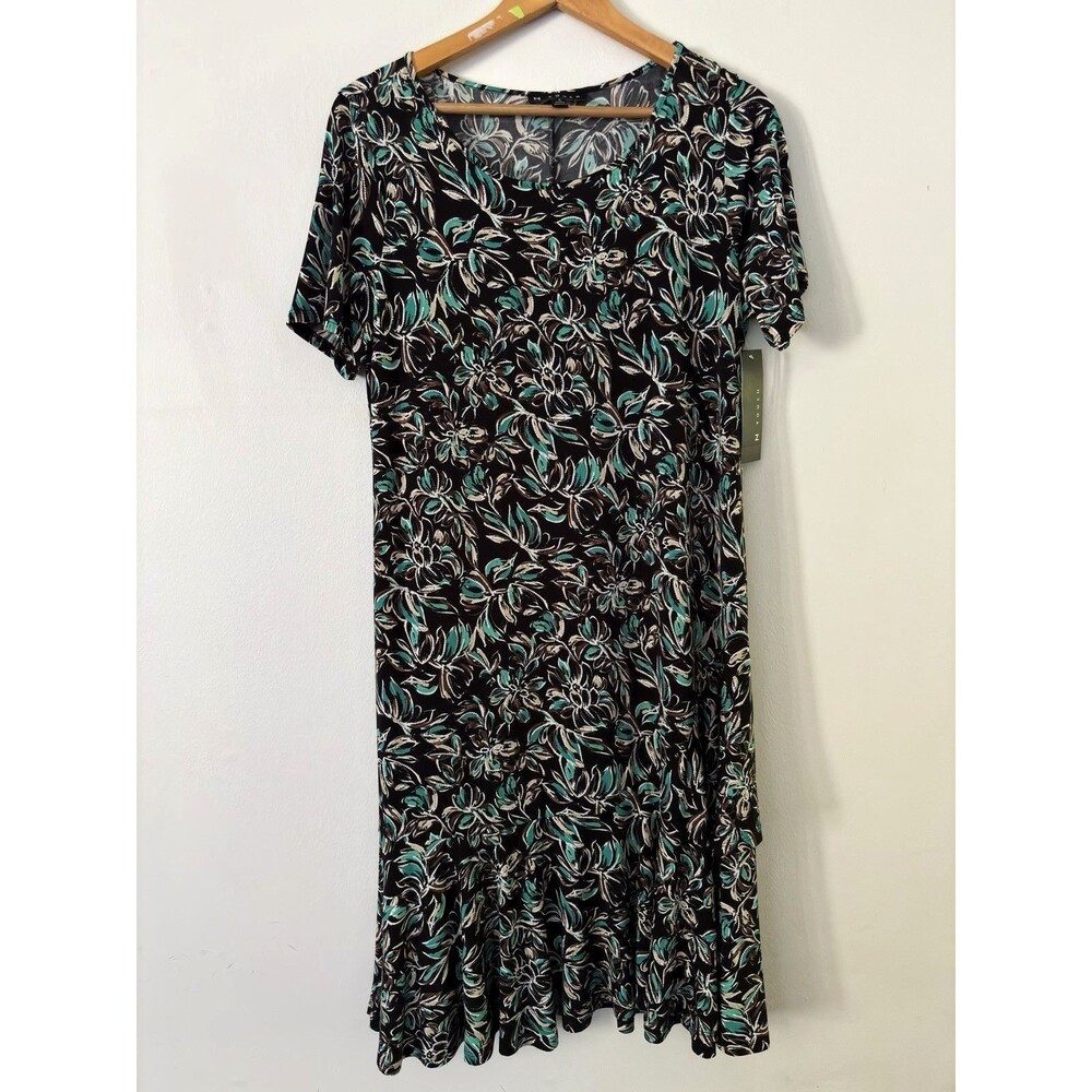 N TOUCH Floral Print Fit & Flare Dress Casual Summer Modest Summer Sz S Coastal